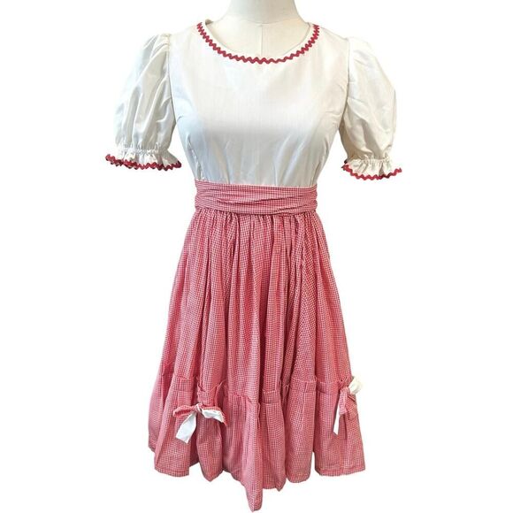 VTG 60s Dress Handmade Cottage Prairie Peasant Square Dance Western Girl’s SZ 6 - Picture 2 of 16